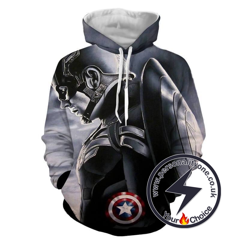 CAPTAIN AMERICA SILVER GREY 3D Hoodies - CAPTAIN AMERICA 3D